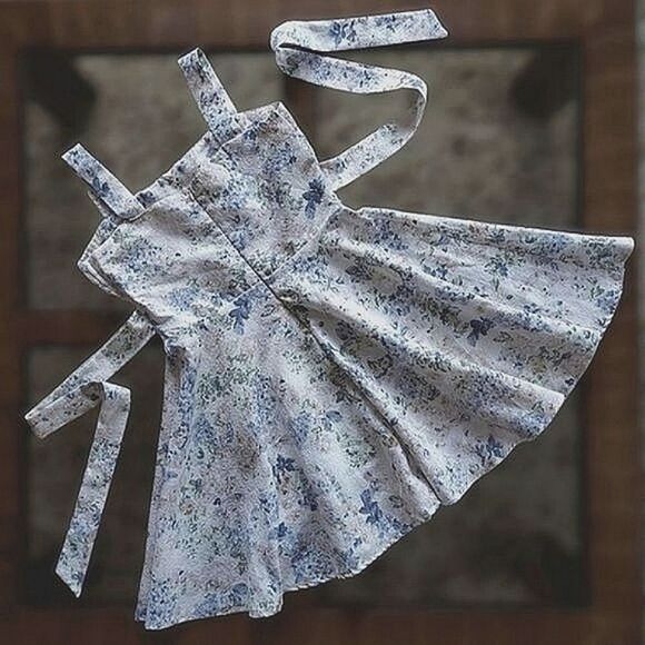 Vtg white floral print babydoll ribbon tie full skirt mini dress - Picture 6 of 16